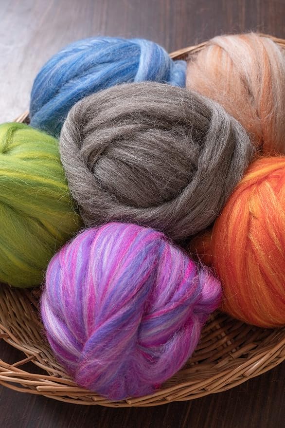 Kondoos Multi Colored Natural Wool roving, 1 lb. Best Wool for Needle Felting, Wet Felting, handcrafts and Spinning. (Candy, 1lb)