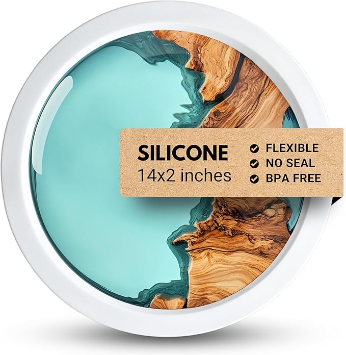Alaskey® Premium Round Resin Table Silicone Mold 14"x2" | Durable, Reusable, No Seal Required | Large Epoxy Resin Mold for DIY Effortless River Table, Coasters, Cutting Boards, Charcuterie, and Crafts