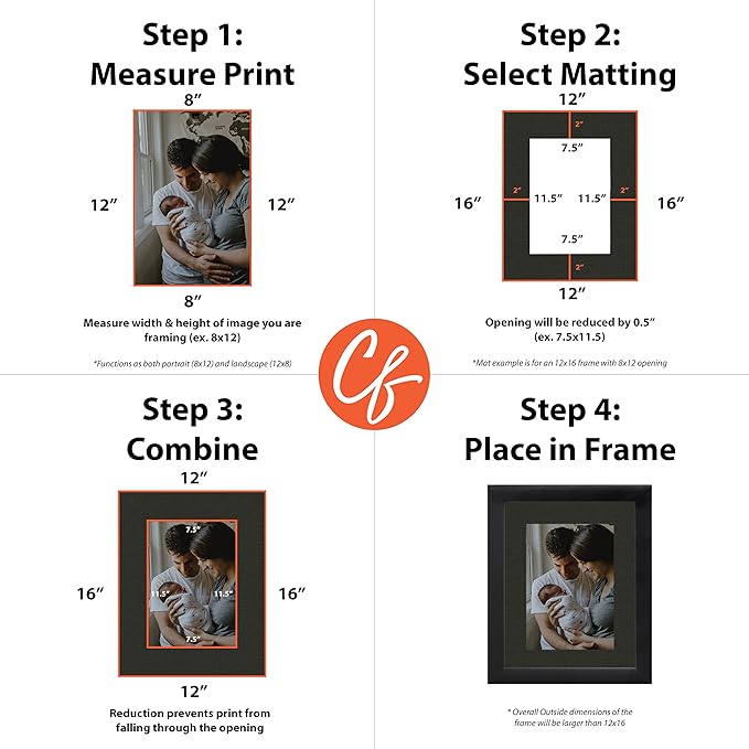 Craig Frames B404 Pre-Cut Mat Board for 11x17 Print, 16x22, Textured Black