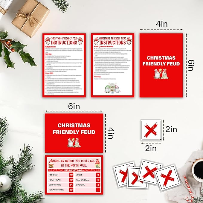 Christmas Friendly Feud Game, Funny Christmas Party Games, Friendly Feud Trivia Quiz for Family, Winter Xmas Holiday Party Supplies for Adults -08