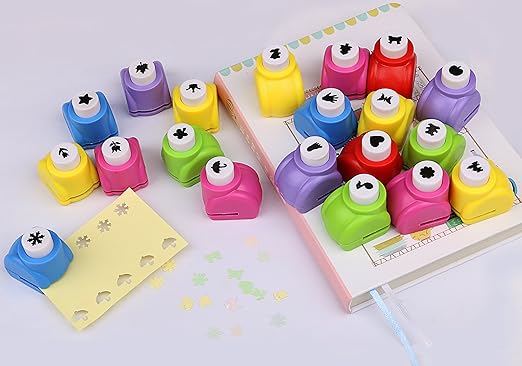 Craft Punches 20pcs, Katfort Hole Punch Shapes 20 Patterns, Craft Hole Punch Shapes, Shape Paper Punch Set for Crafts for Adults for DIY Scrapbooking Nail Art Craft Punchers Supplies