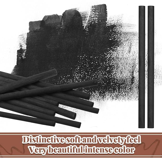Gueevin 25 Pcs Willow Charcoal Sticks, Willow Charcoal, Artists, Beginners, Students, Perfect for Sketching, Drawing, Shading, and Fine Art Christmas Gifts for Art (2-4mm)