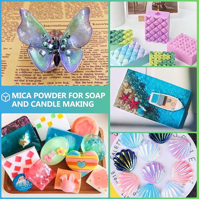 Mica Powder,7.05OZ（200g）,Light Green Mica Powder Pigment for Epoxy Resin，Lip Gloss，Car Paint，Dye，Soap Making，Nail Polish,Epoxy Resin,Candle Making,Bath Bombs