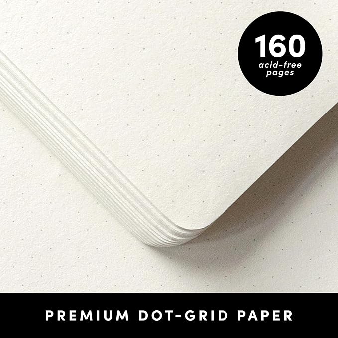 PAPERAGE Dotted Journal Notebook, (Raspberry), 160 Pages, Medium 5.6 in x 8 in - 100 GSM Thick Paper – Hardcover Journaling Notebook for Work, School & Bullet Journaling