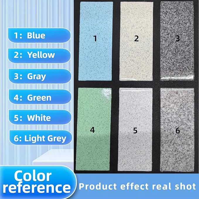 Epoxy Colored Sand Floor Paint, Epoxy Floor Paint High Gloss Marble Effect Coating for Indoor and Outdoor, Wear-resistant and non-slip Self-leveling Coating Blue 35OZ(1KG)