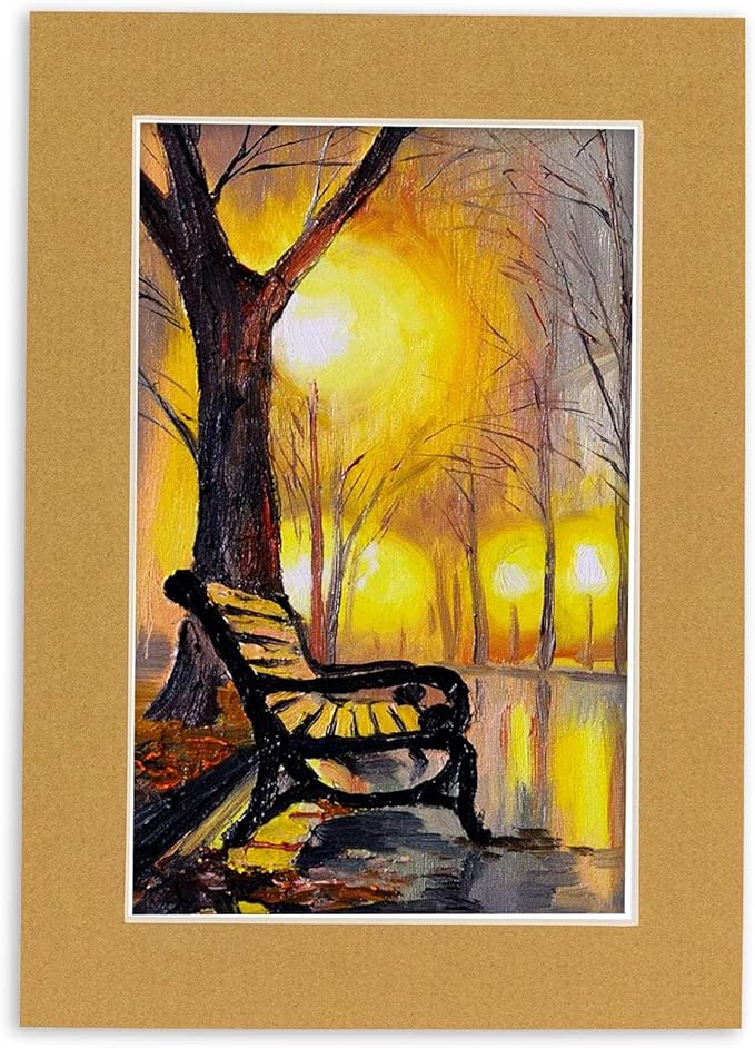 8x10 Mat Bevel Cut for 5x8 Photos - Acid Free Rattan Beige Precut Matboard - For Pictures, Photos, Framing - 4-ply Thickness