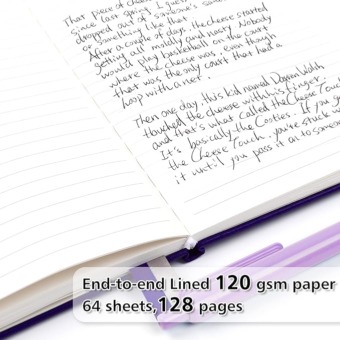 feela 24 Pack Journal Notebook Bulk for Work, Business Notebook Hardcover Lined Writing Journal with Pen Holder for Men Women Note Taking, with 24 Black Pens, 120 GSM, 5.1”x8.3”, A5, Purple