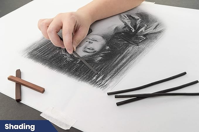 Pacific Arc Artist Vine Charcoal, Soft, Black 12 Pieces, Artist Vine Charcoal Sticks, Extra Soft and Smooth Drawing Charcoal