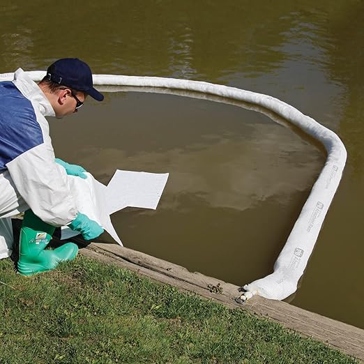 PIG Oil Boom - Oil-Only Absorbent Boom - 4 Pack - 3" x 20' Boom - Absorbs up to 4 gallons per Boom - BOM407