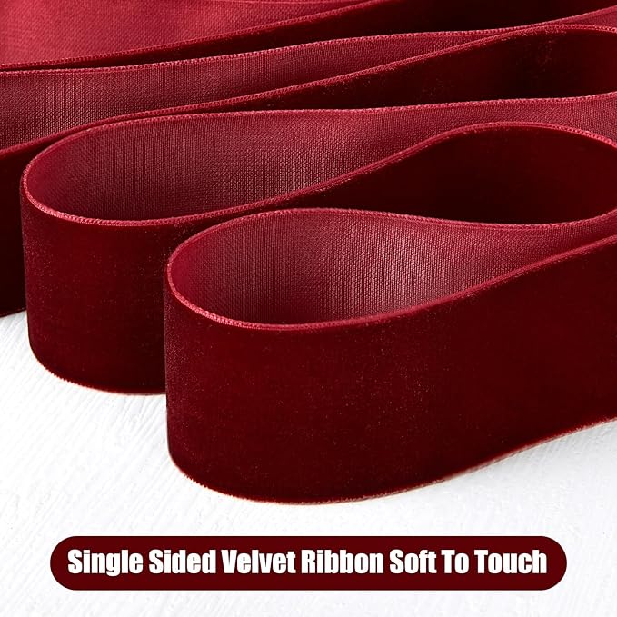 1" X 20 Yards Forest Green Velvet Ribbon for Christmas Tree Wreath Decoration Handmade Crafts Ornaments Gift Wrapping & Bow Making
