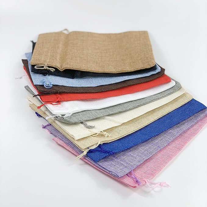 Palmhomee Pack of 12 Burlap Gift Bags with Drawstring Linen Jewelry Pouches Wedding Hessian Jute Bags for Birthday Jewelry and Treat Pouches Party Wedding Favors Gift Art and DIY Craft (8x12 Inch,