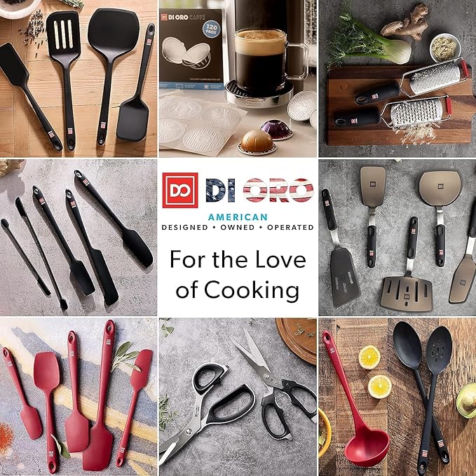 New DI ORO Silicone Turner Spatula Set - Kitchen Spatulas for Nonstick Cookware - Cooking Utensils for Flipping Eggs & Pancakes - 600°F Heat-Resistant BPA Free Turners - Dishwasher Safe (4pc, Mint)
