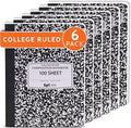 EPI Marble Hardcover College Ruled Composition Notebook | 200 Pages (100 Sheets), 9.75 x 7.5 in, Sturdy Sewn Binding | School, Office, Journaling, Notes - 6 Pack