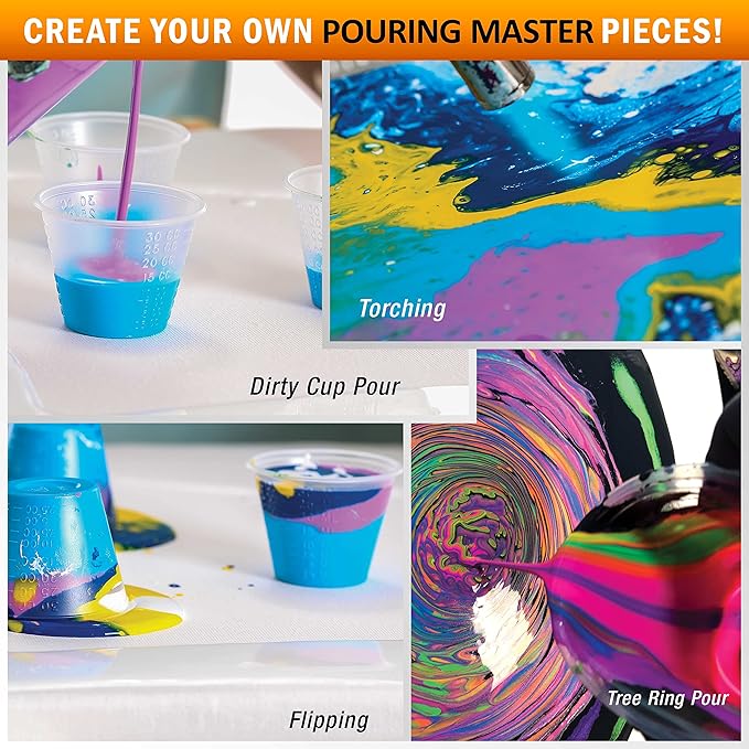 POURING MASTERS Golden Ochre Acrylic Ready to Pour Pouring Paint - Premium 64-Ounce Pre-Mixed Water-Based - for Canvas, Wood, Paper, Crafts, Tile, Rocks and More
