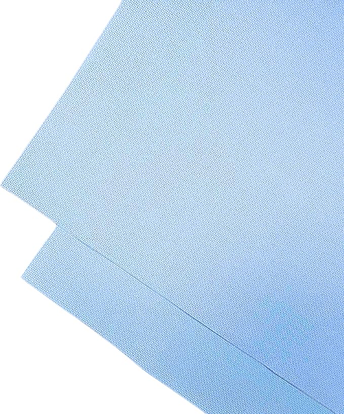 2 Sheets of Light Blue 14 Count Aida Cloth – 18 x 18 Inch Pre-Cut Fabric Squares – Cross Stitch Fabric – 100% Cotton – Ideal for Needlework & Embroidery – The Knotty Unicorn