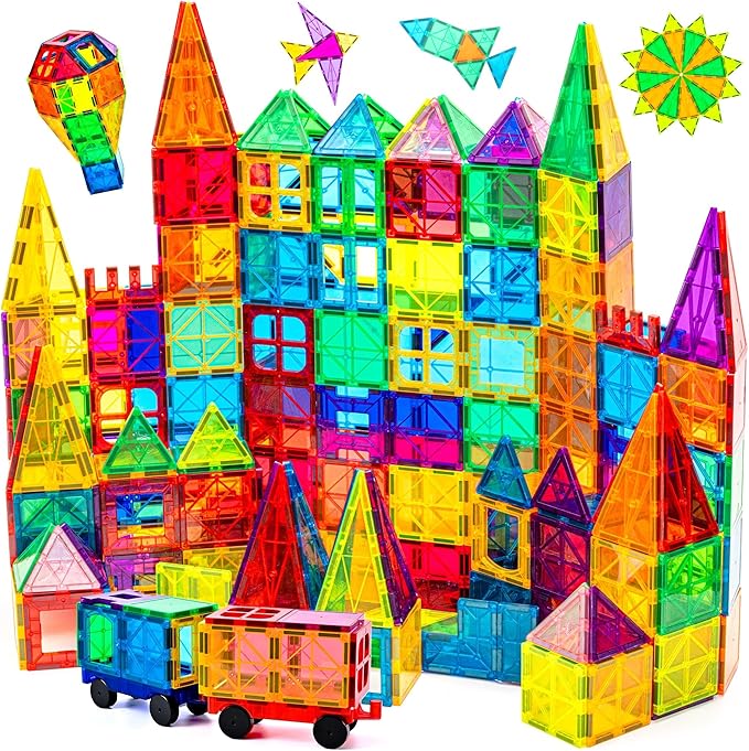 cossy 120Pcs Magnetic Tiles Magnetic 3D Building Blocks Set Educational Construction Toys for 3+ Year Kids with Stronger Magnets, Educational Toys, Recreational, Conventional