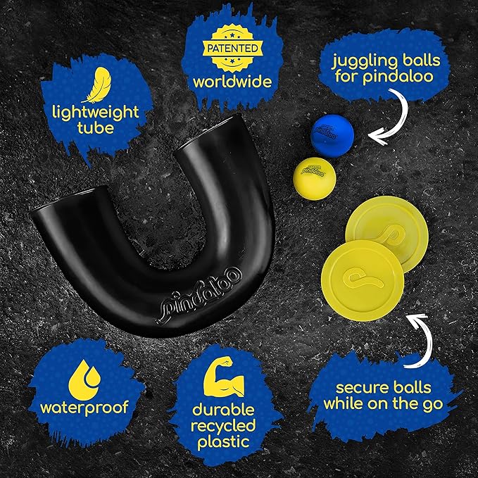 pindaloo Original Skill Game Toy with 2 Balls- Gifts for Kids and Adults Indoor & Outdoor Games, Ball Toys for Boys, Girls, & Teens - Gift Ideas, Fun Stuff, Develops Motor & Juggling Skills -Blue