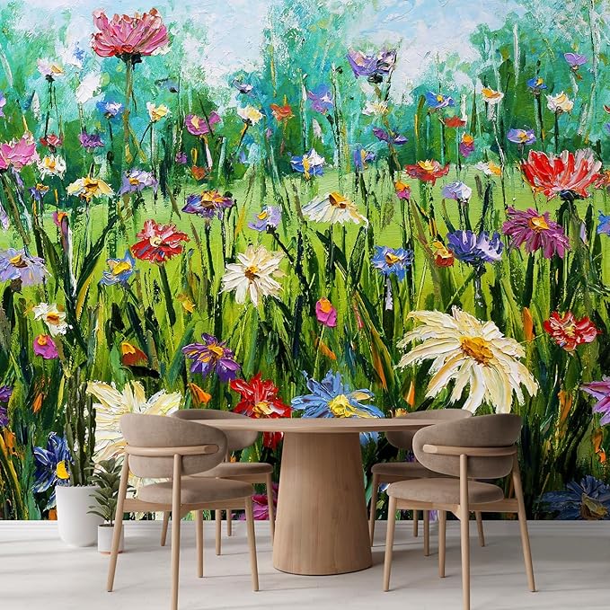 wall26 Wall Sticker/Wall Mural Wildflower Abstract, Not Peel and Stick, Non-Woven Wallpaper Decorative for Bedroom, Living Room, Office - 132x192 inches