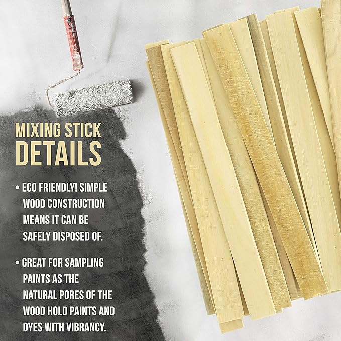 Custom Shop Craft and Paint Sticks - (Pack -100 Sticks) 12" Inch Premium Grade Wood Stirrers/Paddles - Use for Wood Crafts, Mixing Epoxy Resin or Paint, Garden Sign Posts