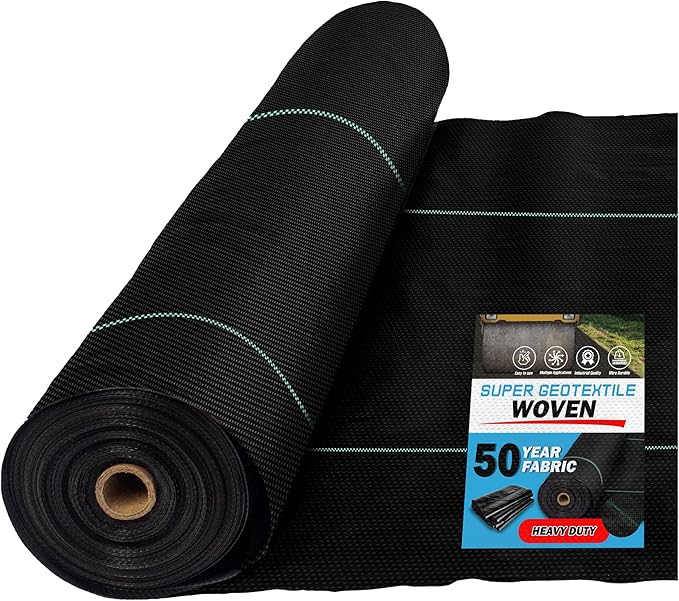 Woven Geotextile Fabric for Driveway and Road Stabilization, Construction Underlayment, Erosion Control, Commercial Grade 50 Year for Gravel Roads and Pavers (4x100)
