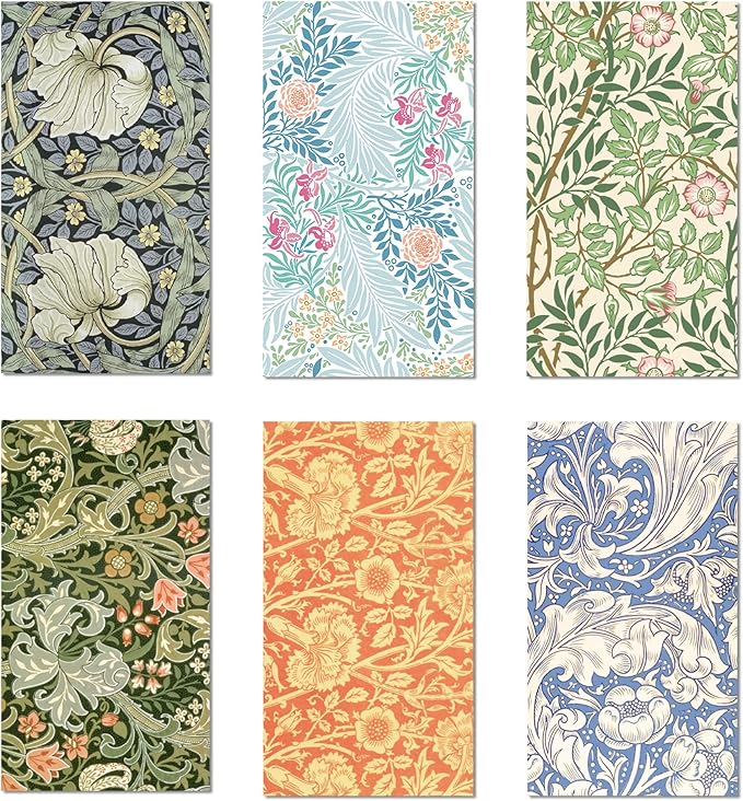 120PCS William Morris Floral Paper Napkins - 6 Vintage Wildflower Disposable Hand Towels for Bathroom, Dinner, Picnic, Wedding | 4.5"x8" | Disposable Napkins for Daily Use, Family Gatherings
