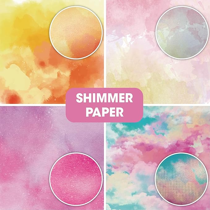 36 sheets 12x12 Paper Pad Pack Scrapbook Cardstock Decorative Paper - Shimmer Watercolor- for Card Making Journaling Planner Origami Scrapbook Paper Scrapbooking Supplies