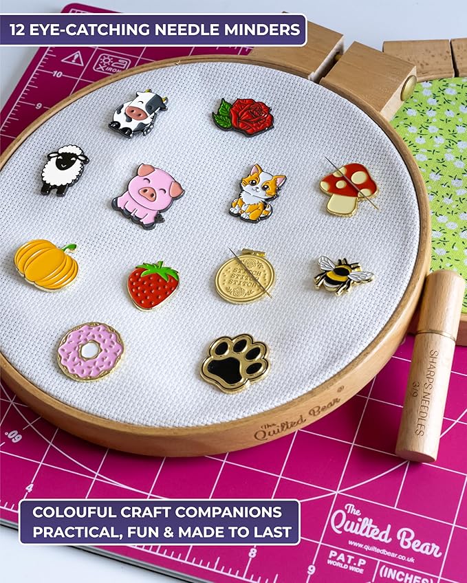 The Quilted Bear Needle Minder - Needle Minder Magnet for Keeping Sewing & Embroidery Needles, Cross Stitch Needles Safe - Stress Free Stitching Cross Stitch Supplies & Embroidery Supplies (Cow)