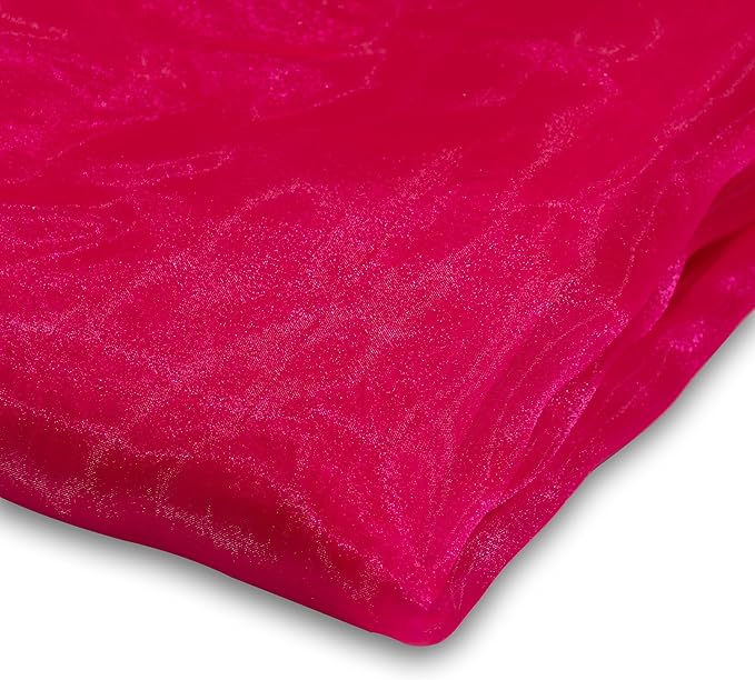 Fynite Sheer Organza Fabric | 2 Yards Long | 44" Wide | Bridal Solid Sheer Organza Bolt for Wedding Dress Fashion Craft Decorations - Hot Pink
