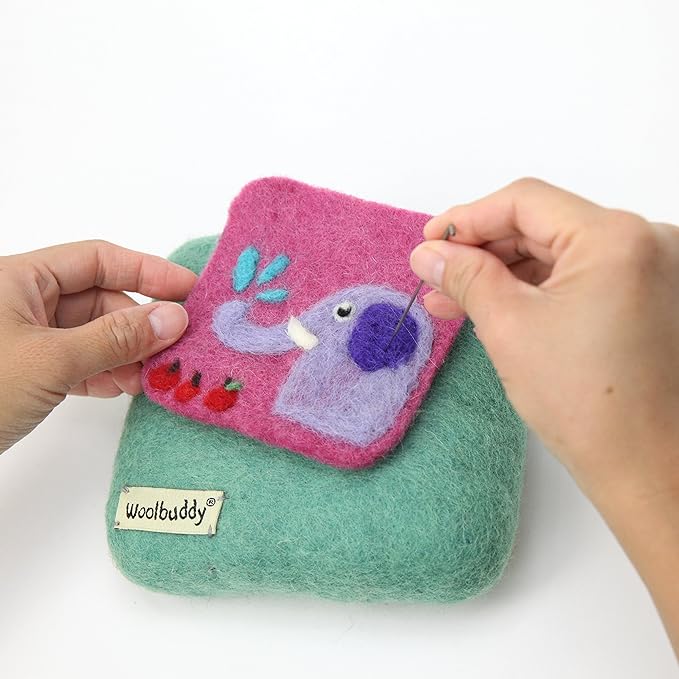Woolbuddy Needle Felting Pad - Durable Wool Mat for Craft Projects, Foam Alternative, 6"x6"x1.5" (Lime)