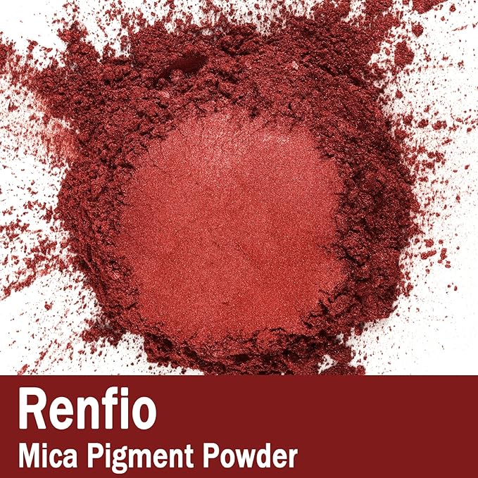 Renfio 100g Mica Powder Pigment Natural Fine Powdered Pigments Pearl Shimmer Epoxy Resin Dye for Painting Soap Making Slime Bath Bombs 3.5 Oz - Rust Red