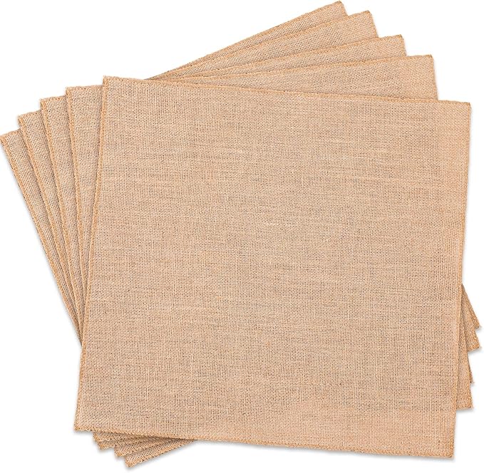 Preboun 5 Pcs Burlap Squares Multipurpose Natural Burlap Placemats Bulk for Farmhouse Home Party Wedding Table Cover Centerpieces Craft Supplies(13 Inch)