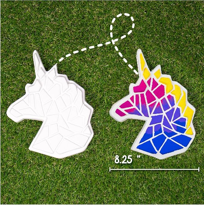 Creative Roots Mosaic Unicorn Stepping Stone, Includes 7-Inch Ceramic Stone & 6 Vibrant Paints, DIY Garden Stepping Stone Kit for Kids Ages 6+