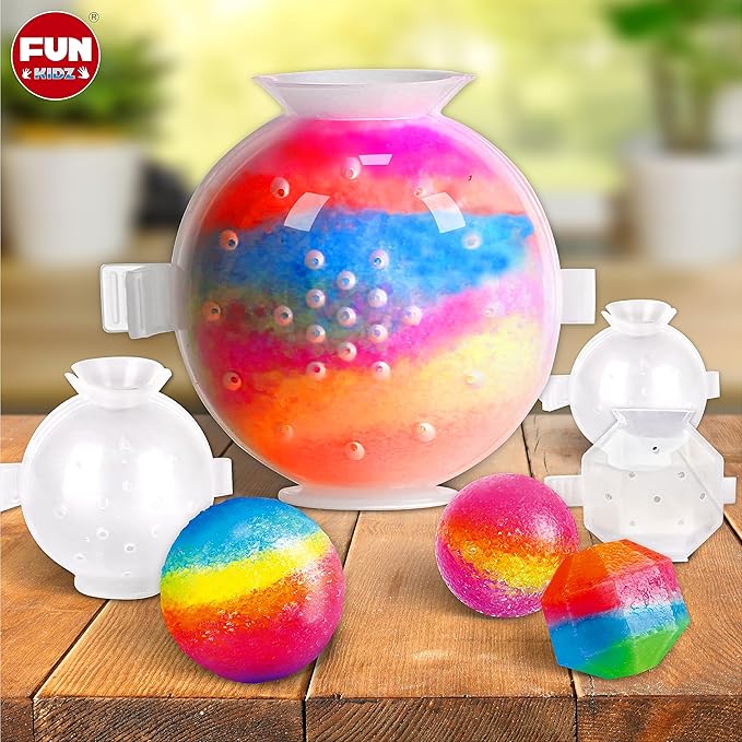 Big Bouncy Ball Kit for Kids, FunKidz DIY Ultimate Magic Bouncy Balls Making Kit Science Craft Projects Birthday Party Activities for Boys Girls Ages 6-12 Includes Tennis Size Ball Model and Powder
