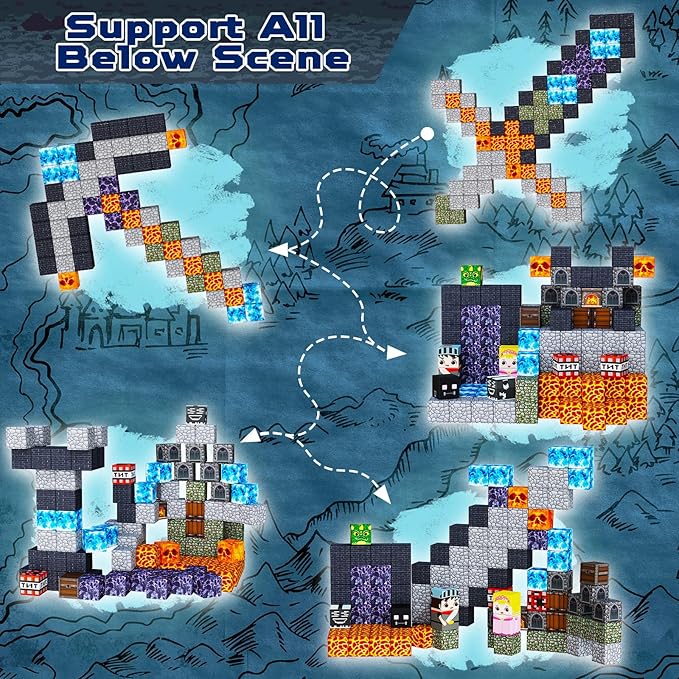 Magnetic Blocks - 100PCS Build Magnetic Dark Mechanical Guardian Castle - Magnetics Toys for Montessori Toddler Christmas Birthday Gifts - STEM Sensory Toys for 3 4 5 6 7 8 9 10 Year Old Boys