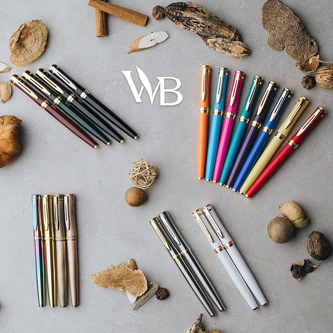 Wordsworth & Black Fountain Pen Set, 18K Gilded Extra Fine Nib, Includes 24 Pack Ink Cartridges, Ink Refill Converter & Gift Box, Chrome Finish, Calligraphy, [Black Chrome], Perfect for Men & Women