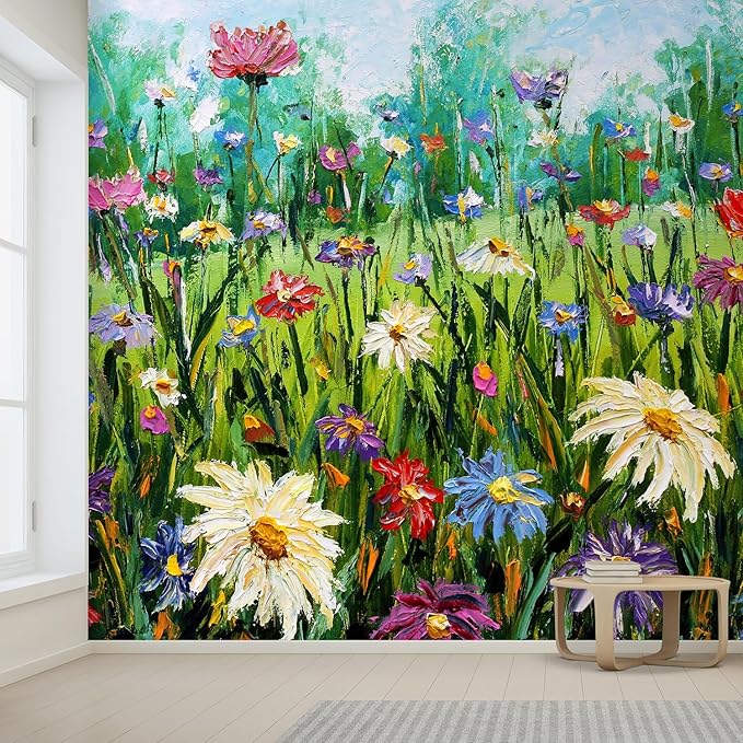 wall26 Wall Sticker/Wall Mural Wildflower Abstract, Not Peel and Stick, Non-Woven Wallpaper Decorative for Bedroom, Living Room, Office - 120x168 inches
