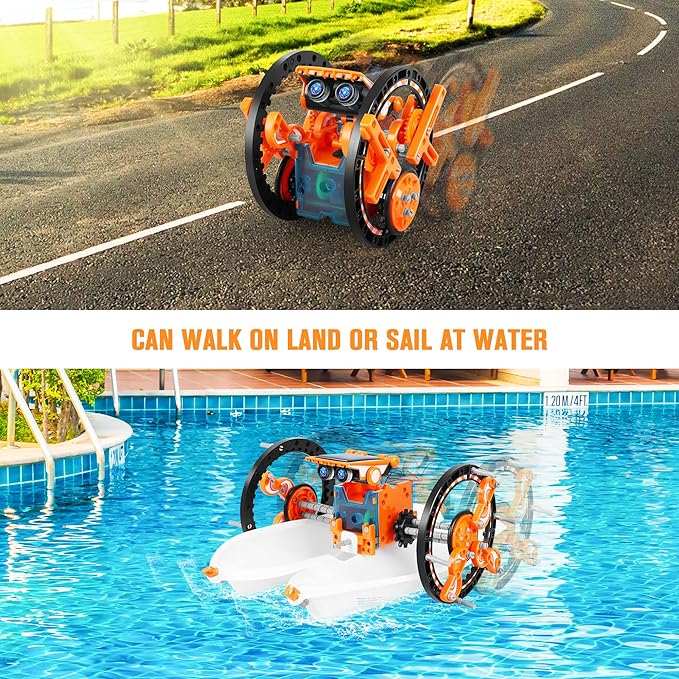 STEM 13-in-1 Education Solar Robot Toys for Age 8-12, DIY Building Science Experiment Robots Kit Birthday Gifts for 8 9 10 11 12 Years Old Boys Girls Kids Teens, Solar Powered by The Sun