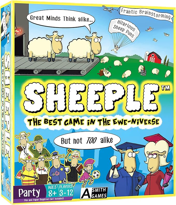 SHEEPLE™ - Where Great Minds Think Alike - Funny Word Association Party Game - Easy to Learn & Play Family Board Game - for Adults, for Teens, and for Kids - All Ages 8 & Up, 3-12 Players