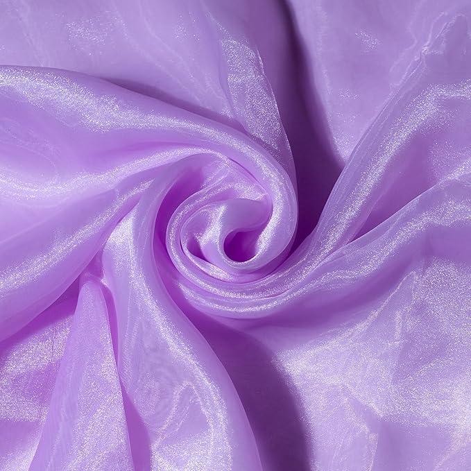 Fynite Sheer Organza Fabric | 2 Yards Long | 44" Wide | Bridal Solid Sheer Organza Bolt for Wedding Dress Fashion Craft Decorations Silky Shiny Sheer Organza - Lavender