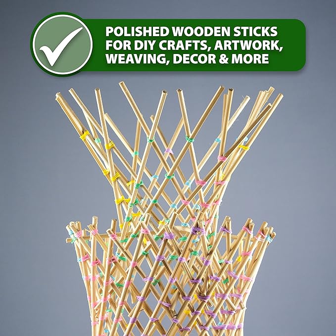 Mandala Crafts Wood Sticks Wooden Dowel Rods 24 Inches Wooden Sticks for Crafts Sticks Macrame Dowels - 50 Unfinished Wood Dowels 1/4 Inch Cake Dowels for Tiered Cakes