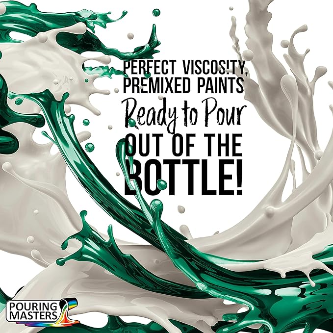 POURING MASTERS Deep Ocean Teal Acrylic Ready to Pour Pouring Paint - Premium 8-Ounce Pre-Mixed Water-Based - for Canvas, Wood, Paper, Crafts, Tile, Rocks and More
