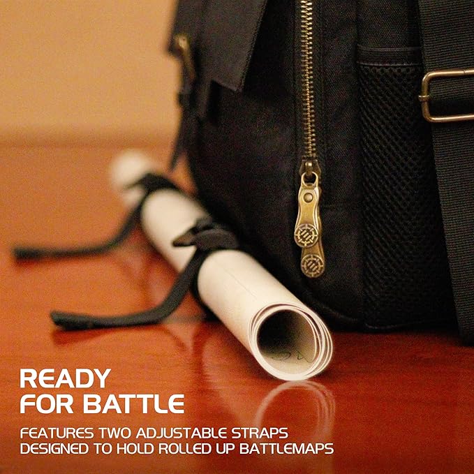 ENHANCE Tabletop RPG Player's Essentials DND Bag - Dungeons and Dragons Messenger Bag Fits Player's Handbook, Binders, Dice & Accessories with 17 inch Laptop Compartment and Battlemap Carrying Straps