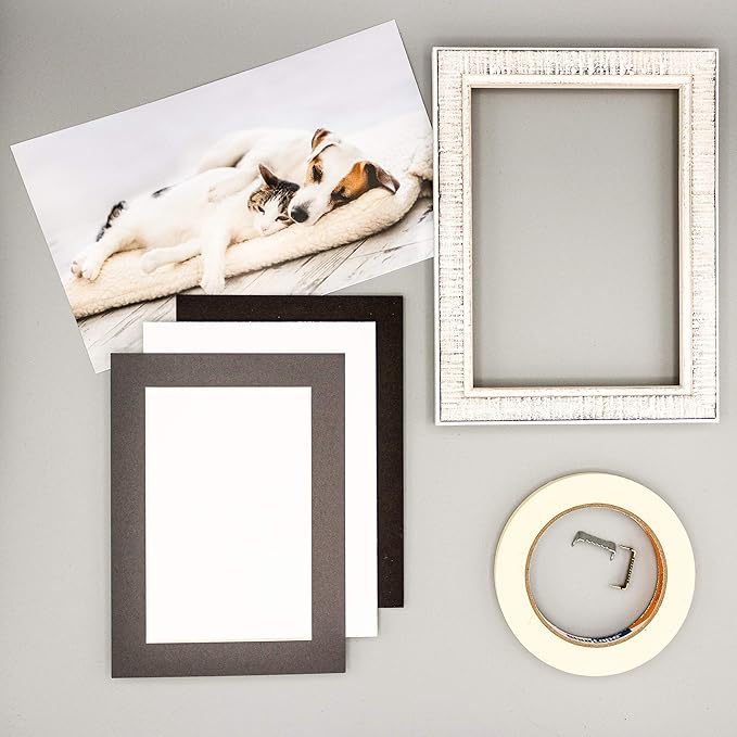 8x10 Mat Bevel Cut for 5x8 Photos - Acid Free Charcoal Grey Precut Matboard - For Pictures, Photos, Framing - 4-ply Thickness