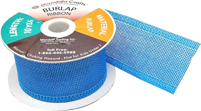 Mandala Crafts Sky Blue Burlap Ribbon 2 Inches Wide Jute Ribbons for Crafts - 20 Yds Roll Rustic Burlap Wrap Trim Ribbons for Wreaths Bows Wedding Party Decoration