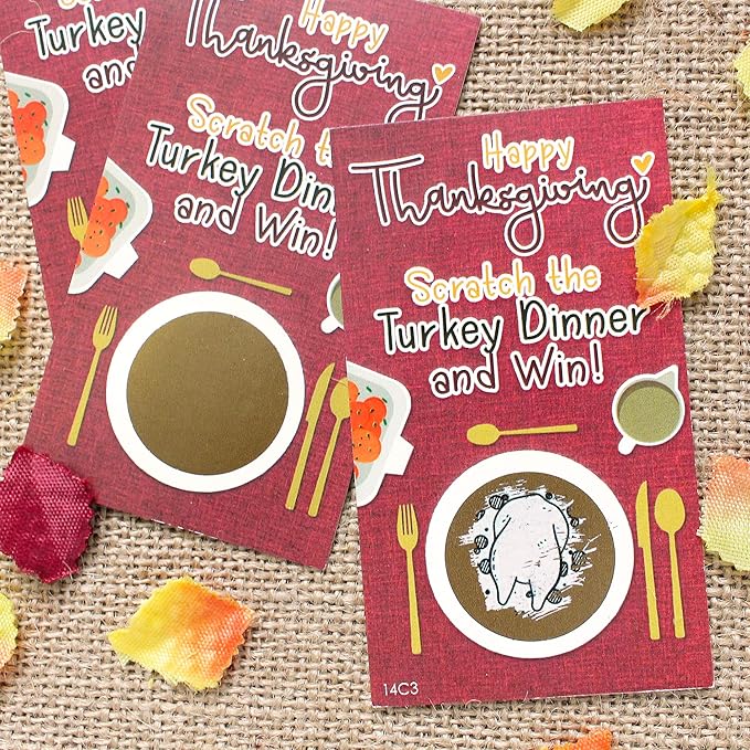 DISTINCTIVS Thanksgiving Party Game, 30 Player Scratch Off Cards, Friendsgiving Party Games