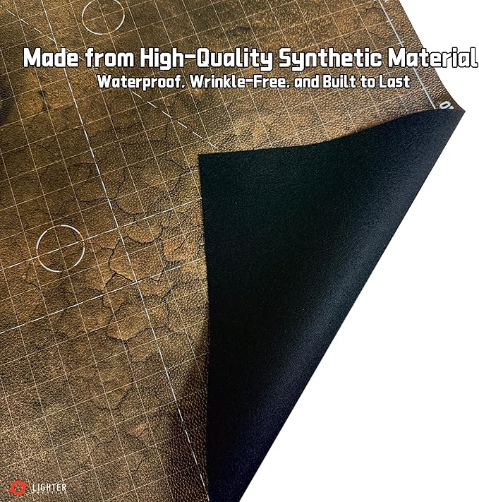 44'' x 60'' Battle Mat Gridded War-Gaming Mat for WH40K - Made of Synthetic Leather, 1.1mm Thickness (Doomsday Barrens)