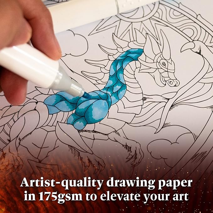 ColorIt Colorful Dragons Adult Coloring Book for Women, Volume II - 50 Single-Sided Designs, Thick Smooth Paper, Lay Flat Hardback Covers, Spiral Bound, Dragon Coloring Pages