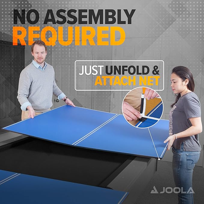 JOOLA Ping Pong Conversion Top with Net Set for Billiard and Pool Tables - Regulation Top Converts Billiards into Ping Pong Table - Includes Foam Padding for Protection - Steel Frame Option