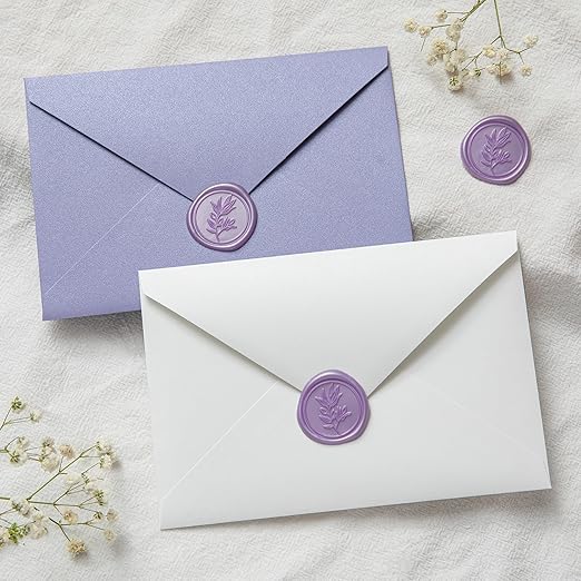 PONATIA Lilac Wax Seal Stickers - 50 Pcs Self- Adhesive Eucalyptus Wedding Seal Stickers, Perfect for Invitation Cards, Envelopes, Christmas Cards, Gift Wrapping, Party Menu Décor