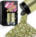 Chunky Glitter, 160G/5.64OZ Craft Glitter for Epoxy Resin, Mixed Fine Glitter & Chunky Glitter, Metallic Chunky Glitter for Hair, Nail Arts, Body, Bulk Glitter for DIY Tumbler Painting (Honey Gold)